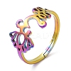 Ion Plating(IP) 304 Stainless Steel Yoga & Infinity Adjustable Ring for Women RJEW-M149-19RC-3