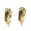 Cubic Zirconia Snake Hoop Earrings with Enamel EJEW-C027-02G-2