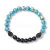 Synthetic Imperial Jasper & Turquoise & Painted Glass Beaded Stretch Bracelet for Women Men BJEW-JB12500-01-2