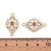 Brass Pave Clear and Orange Red Cubic Zirconia Connector Charms KK-N284-03G-3