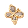 Brass Pave Clear Cubic Zirconia Connector Charms KK-Z066-09G-2