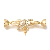 Brass Micro Pave Clear Cubic Zirconia Fold Over Clasps KK-K389-027G-1
