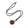 Natural Tiger Eye Flat Round with Tree of Life Pendant Necklace with Nylon Cord for Women NJEW-P274-03-01-2