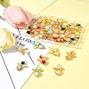 40Pcs 8 Colors Golden Alloy Glass Pendants PALLOY-FS00025-12