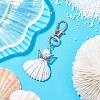 Angel Alloy & Wire Wrapped Natural Shell Pendant Decorations HJEW-JM02017-03-2