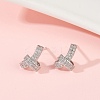 knot Brass Micro Pave Clear Cubic Zirconia Stud Earrings EJEW-F895-16P-3