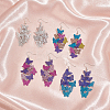 4 Pairs 4 Colors Brass Butterfly Dangle Earrings EJEW-AN0003-80-7