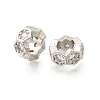 Hexagon Brass Micro Pave Clear Cubic Zirconia European Beads KK-Z156-01P-01-1