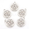 Tibetan Style Alloy Flat Round with Star Charms TIBEP-5248-AS-LF-1