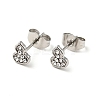 Rhinestone Gourd Stud Earrings with 316 Surgical Stainless Steel Pins EJEW-A081-04P-2