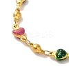 304 Stainless Steel Enamel Colorful Heart Link Chains Bracelets for Women BJEW-B079-01G-2