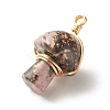Natural Rhodonite Pendants PALLOY-JF01134-03-2
