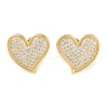 Brass Pave Clear Cubic Zirconia Stud Earrings for Women EJEW-S225-09G-01-1