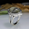 Oval Zinc Alloy Natural Labradorite Finger Rings WG970F5-03-1
