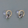 Two Tone Brass Twisted Hoop Earrings CZ4094-2
