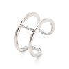 Clear Cubic Zirconia Initial Letter Open Cuff Ring RJEW-A012-01P-I-2