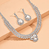 Teardrop Alloy Crystal Rhinestone Pendant Necklaces & Stud Earrings Sets FS-WG3BBCC-01-3