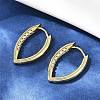 Brass Micro Pave Clear Cubic Zirconia Horse Eye Hoop Earrings EJEW-G446-04B-G-1