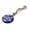 Flat Round with Evil Eye Lampwork Pendant Decoration HJEW-Z005-01I-2