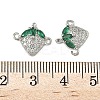 Brass Pave Green & Clear Cubic Zirconia Fruit Connector Charms KK-Z109-01P-03-3