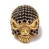 Skull Shape Rack Plating Brass with Cubic Zirconia Beads KK-S406-14G-1