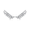 Sterling Silver Micro Pave Clear Cubic Zirconia Leaf Clip-on Earrings OV8225-1-1