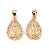 Brass & Clear Cubic Zirconia Pendants KK-G558-09G-1
