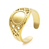 Real 18K Gold Plated 304 Stainless Steel Open Cuff Rings for Women RJEW-B061-01G-03-1