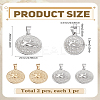 2Pcs 2 Colors 304 Stainless Steel Pendants STAS-LP0003-92K-2