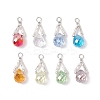 Transparent Glass Beads with Electroplate Non-magnetic Synthetic Hematite Beads and Glass Twisted Bugle Beads and Eco-Friendly Copper Wire Pendants PALLOY-JF03618-02-1