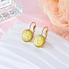 Flat Round 201 Stainless Steel Natural Shell Leverback Earrings FS-WG6391F-04-1