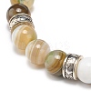 Natural Striped Agate Round Beaded Stretch Bracelet BJEW-JB08607-5