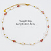 Handmade Natural Pearl & Strawberry Quartz & Glass Beaded Necklace JR6200-3-1