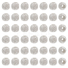   50Pcs Round 925 Sterling Silver Textured Beads STER-PH0001-66-1