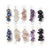 10Pcs 5 Styles Constellation Natural Gold Rutilated Quartz & Amethyst & Golden Sheen Obsidian & Strawberry Quartz & Lapis Lazuli Copper Wire Wrapped Chip Beaded Connector Charms PALLOY-JF02905-03-1
