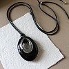 Brass Enamel Teardrop Pendant Adjustable Cotton Cord Long Necklaces for Women WGF87EC-01-2