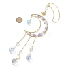 Nuggets Natural Quartz & Brass Moon Hanging Suncatchers HJEW-JM04253-01-3