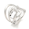 Non-Tarnish Hollow Heart 304 Stainless Steel Open Cuff Finger Rings for Women RJEW-P114-08P-1