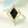 Brass Micro Pave Cubic Zirconia Cuff Rings for Women GG-CBA7610-11G-06-2