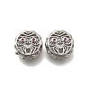 Brass Micro Pave Magenta Cubic Zirconia Beads KK-M318-44P-02-1
