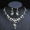 Flower Alloy & Plastic Pearl & Crystal Rhinestone Pendant Necklaces & Stud Dangle Earrings Sets FS-WG18295-01-1