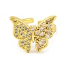 Butterfly Brass Micro Pave Cubic Zirconia Open Cuff Rings for Women RJEW-U003-26A-G-2