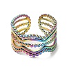 Ion Plating(IP) 304 Stainless Steel Wave Open Cuff Ring for Women RJEW-M149-36RC-1