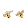 Cubic Zirconia Bee Stud Earrings with Enamel EJEW-G341-02G-1