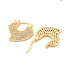 Heart Brass Pave Clear Cubic Zirconia Hoop Earrings EJEW-M258-23G-2