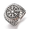 Viking 304 Stainless Steel Vegvisir Wide Finger Rings for Mens RJEW-U005-21A-03-1