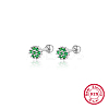 Anti-Tarnish Rhodium Plated Platinum 925 Sterling Silver Flower Stud Earrings TL5591-11-1