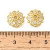 Flower Brass Micro Pave Clear Cubic Zirconia Bead Caps KK-V008-31G-3