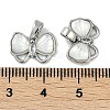 Brass Clear Cubic Zirconia Pave Natural Shell Bowknot Charms KK-P283-09P-3