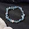 Natural Aquamarine Chips Stretch Bracelets for Women BJEW-JB11343-01-1